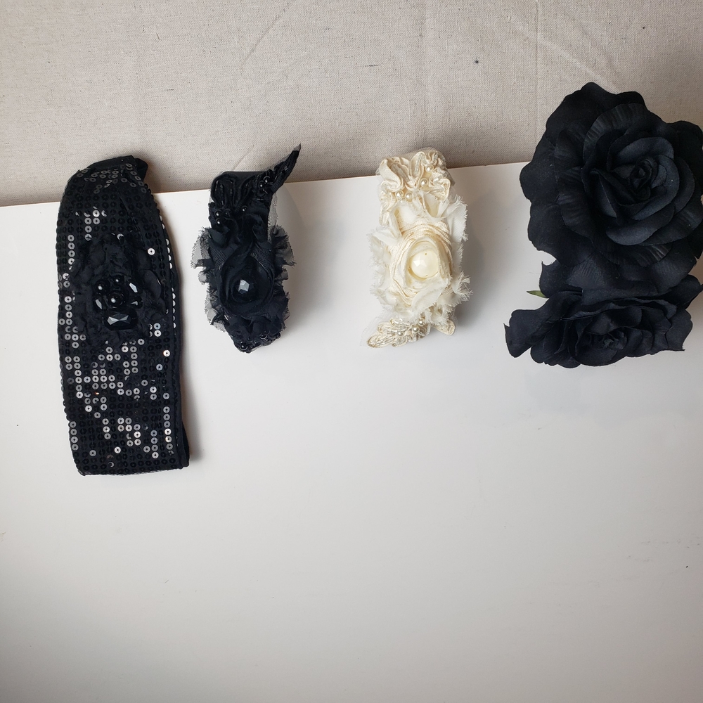 H&M Black and Cream Floral Hair Accessory Collection
